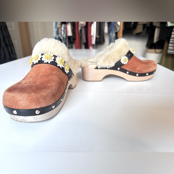 Fabrizio Viti Brown Daisy 60 Shearling Clogs Size 37/7 - Picture 5 of 14